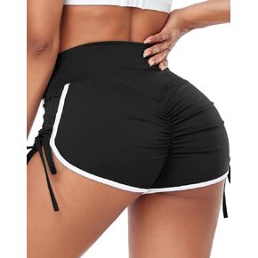 Women Crossover High Waist Workout Biker Shorts with Pockets Sexy Booty Lifting Gym Shorts Yoga Pants S-XL