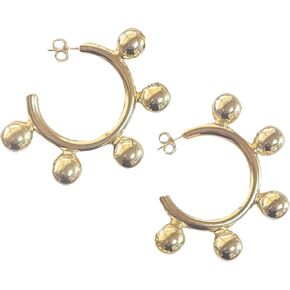Sheila Fajl Augusta Large Ball Statement Hoop Earrings in Polished Gold Plated in Saudi Arabia