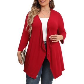 TIANZHU Women Cardigan Lightweight 3/4 Sleeve Casual Open Front Light Cardigan Drape Duster Sweaters