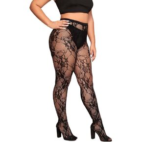 Floerns Women's Plus Size Floral Lace Sheer Leggings Tights Pantyhose Stockings in Kuwait