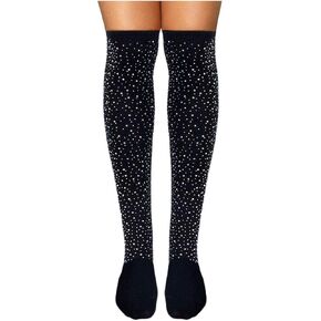 Yokawe Women's Over Knee High Stockings Sexy Rhinestone Thigh High Socks Long Casual Leg Warmers in Kuwait
