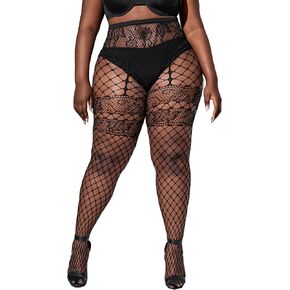 Floerns Women's Plus Size Floral Lace Sheer Leggings Tights Pantyhose Stockings in Saudi Arabia