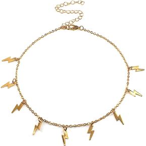 Minimalist Lightning Star Tassel Bolt Layered Pendant Chain Choker Necklace Handmade Adjustable Punk Cool Simple Delicate Clavicle Jewelry for Women Teens in Saudi Arabia