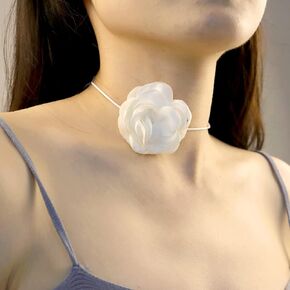 BETHYNAS خمر زهرة المختنق قلادة القوطية لوليتا روز سلسلة الرقبة طويلة التفاف الجلود طوق التعادل الأزهار النساء الرقبة اكسسوارات الزفاف حزب مجوهرات للنساء الفتيات (الأحمر) in Kuwait