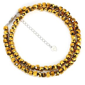 ABCGEMS Tanzanian Iolite Beads Chocker Necklace with Sterling Silver Lobster Clasp & 2-Inch Chain Extender (A Revolutionary Cutting Technique Brings a More Dynamic Look to a Traditional Cube) Diamond-Cut 3D Magical-Cube (Adjustable 15.5+2 Inches) Tiny 4mm in Kuwait