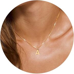 Awvialy Initial Necklaces for Women, Dainty Gold Letter Necklace 14K Gold Plated Personalized Initial Pendant Necklace Tiny Monogram Name Necklace Simple Choker Necklace Trendy Gold Jewelry for Women in Kuwait