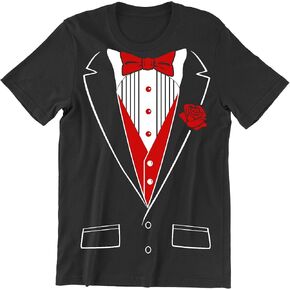 Funny Tuxedo Shirts for Men, Red Rose Colorful Tuxedo Tshirt for Adults Men's T-Shirt in Kuwait