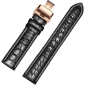 Alligator Leather Watch Strap Deployment Buckle for Men Watch's Band and Women's Watch Band 18mm 19mm 20mm 21mm 22mm 23mm 24mm in Saudi Arabia