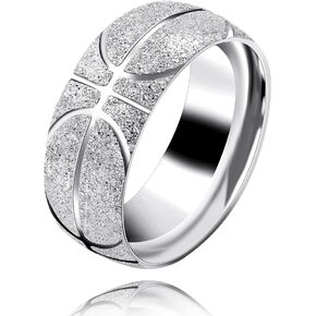 Uloveido Mens 8mm Stainless Steel Basketball Ring Comfort Fit Band Creative Sport Souvenir Gifts for Him