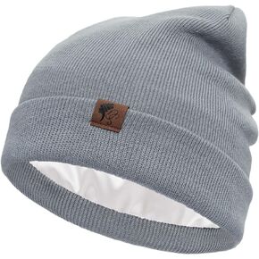 Olivia Sylx Cuffed Satin Lined Beanie for Women - Satin Lined Winter Hat - Beanie with Satin Lining - Satin Lined Hats