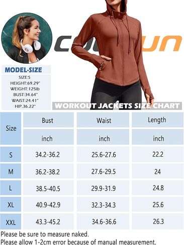 سترة رياضية للنساء من COOrun بقصة ضيقة، سترة رياضية بسحاب كامل للجري، سترة بغطاء للرأس، سترة بجيب، ثقوب للإبهام in Kuwait