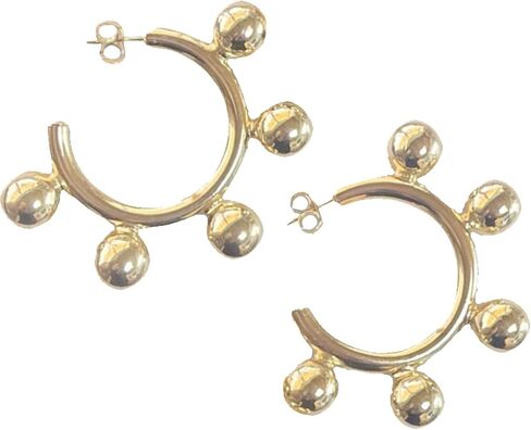Sheila Fajl Augusta Large Ball Statement Hoop Earrings in Polished Gold Plated in Saudi Arabia