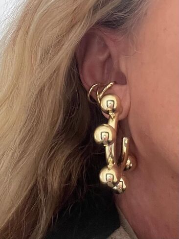 Sheila Fajl Augusta Large Ball Statement Hoop Earrings in Polished Gold Plated in Saudi Arabia