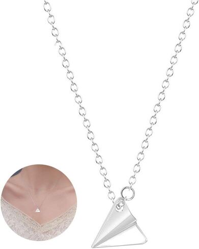 YOOE Triangle Origami Paper Airplane Necklace,Geometric Paper Plane Necklace Simple Triangle Paper Airplane Necklace for Women Couple Girls in Kuwait