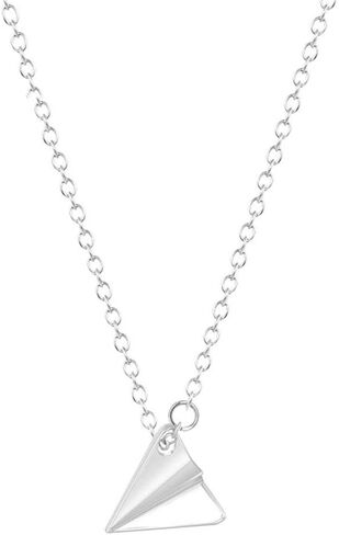 YOOE Triangle Origami Paper Airplane Necklace,Geometric Paper Plane Necklace Simple Triangle Paper Airplane Necklace for Women Couple Girls in Kuwait