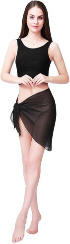 ChinFun Women's Soft Wrap Beach Swimwear Short/Knee Length/Long Cover Up Pareo Swimsuit Wrap Solid/Patterns in Saudi Arabia