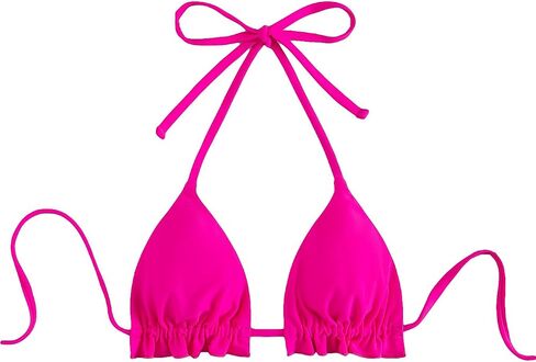 SOLY HUX Women's Ruffle Trim String Halter Bikini Top Triangle Bathing Suit Swimsuit Tops Swimwear in Saudi Arabia