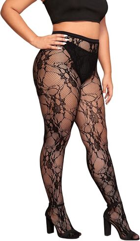 Floerns Women's Plus Size Floral Lace Sheer Leggings Tights Pantyhose Stockings in Kuwait