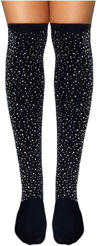 Yokawe Women's Over Knee High Stockings Sexy Rhinestone Thigh High Socks Long Casual Leg Warmers in Kuwait