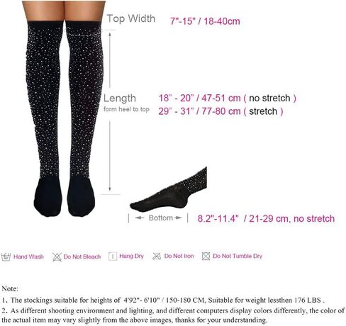 Yokawe Women's Over Knee High Stockings Sexy Rhinestone Thigh High Socks Long Casual Leg Warmers in Kuwait