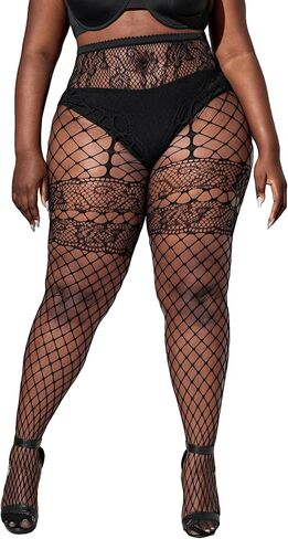 Floerns Women's Plus Size Floral Lace Sheer Leggings Tights Pantyhose Stockings in Saudi Arabia
