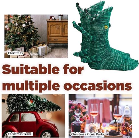 Knit Crocodile Socks, Knitting Cuff Socks Unisex Hand Knitted Animal Shape Winter Home Warm Floor Socks for Christmas Girlfriend Gifts in Saudi Arabia