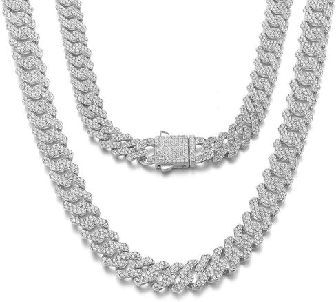 HIPBLING Cuban Link Chain for Women Diamond Miami Cuban Choker Necklace 12mm Pink Crystal Iced Out Chain Bling Hip Hop Jewelry for Womens Gift in Saudi Arabia