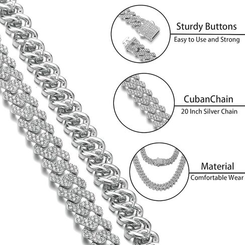 HIPBLING Cuban Link Chain for Women Diamond Miami Cuban Choker Necklace 12mm Pink Crystal Iced Out Chain Bling Hip Hop Jewelry for Womens Gift in Saudi Arabia