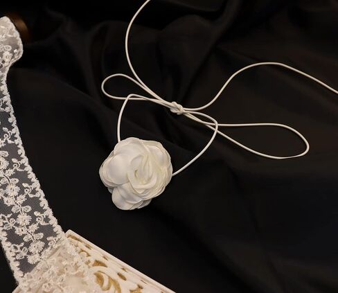 Vintage Flower Choker Necklace Gothic Lolita Rose Neck Chain Long Wrap Leather Collar Tie Floral Women Neck Accessories Bridal Party Jewelry for Women Girls in Kuwait