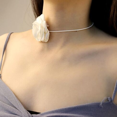 Vintage Flower Choker Necklace Gothic Lolita Rose Neck Chain Long Wrap Leather Collar Tie Floral Women Neck Accessories Bridal Party Jewelry for Women Girls in Kuwait
