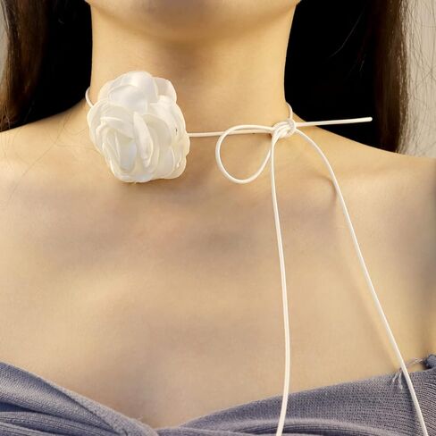 Vintage Flower Choker Necklace Gothic Lolita Rose Neck Chain Long Wrap Leather Collar Tie Floral Women Neck Accessories Bridal Party Jewelry for Women Girls in Kuwait