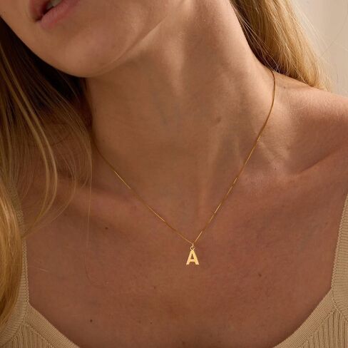 Awvialy Initial Necklaces for Women, Dainty Gold Letter Necklace 14K Gold Plated Personalized Initial Pendant Necklace Tiny Monogram Name Necklace Simple Choker Necklace Trendy Gold Jewelry for Women in Kuwait