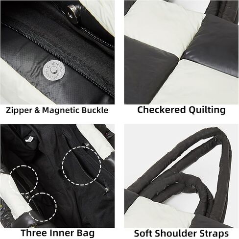 حقيبة يد منتفخة للنساء، حقيبة يد مبطنة منتفخة وحقيبة يد منتفخة ذات مربعات وحقيبة كتف مبطنة بالقطن in Kuwait