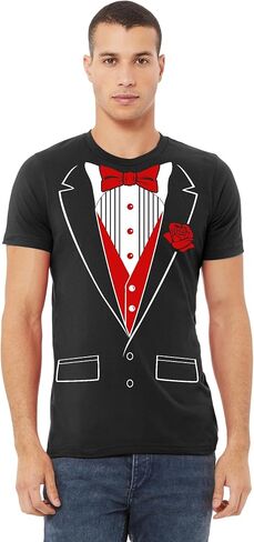 Funny Tuxedo Shirts for Men, Red Rose Colorful Tuxedo Tshirt for Adults Men's T-Shirt in Kuwait