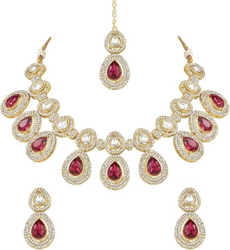 I Jewels Indian Wedding Bollywood Gold Plated Traditional Kundan & Stone Choker Necklace Jewellery With Earrings Set for Women/Girls in Kuwait