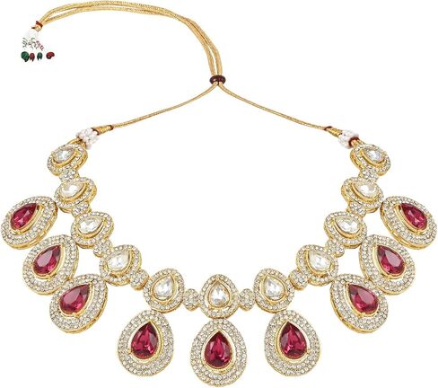 I Jewels Indian Wedding Bollywood Gold Plated Traditional Kundan & Stone Choker Necklace Jewellery With Earrings Set for Women/Girls in Kuwait