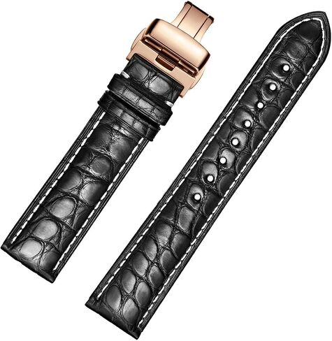 Alligator Leather Watch Strap Deployment Buckle for Men Watch's Band and Women's Watch Band 18mm 19mm 20mm 21mm 22mm 23mm 24mm in Saudi Arabia
