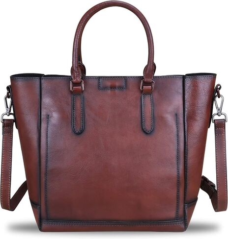 Genuine Leather Handbags for Women Vintage Handmade Tote Purse Cowhide Shoulder Bag Satchel Top-Handle Bags for Ladies in Kuwait