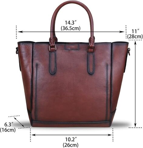 Genuine Leather Handbags for Women Vintage Handmade Tote Purse Cowhide Shoulder Bag Satchel Top-Handle Bags for Ladies in Kuwait