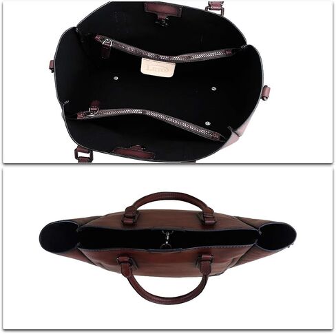 Genuine Leather Handbags for Women Vintage Handmade Tote Purse Cowhide Shoulder Bag Satchel Top-Handle Bags for Ladies in Kuwait