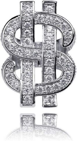 Crystal Dollar Sign Ring for Men, Iced Out Cubic Zirconia US Dollar Ring, Hip Hop Dollar Symbol Ring, Punk Rock Ring for Rapper, Dollar Money Amulet Ring, Dollar Keepsake Jewelry Gift in Kuwait