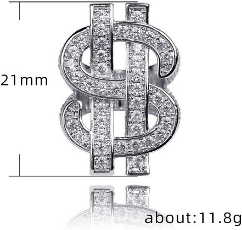 Crystal Dollar Sign Ring for Men, Iced Out Cubic Zirconia US Dollar Ring, Hip Hop Dollar Symbol Ring, Punk Rock Ring for Rapper, Dollar Money Amulet Ring, Dollar Keepsake Jewelry Gift in Kuwait
