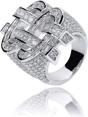 Crystal Dollar Sign Ring for Men, Iced Out Cubic Zirconia US Dollar Ring, Hip Hop Dollar Symbol Ring, Punk Rock Ring for Rapper, Dollar Money Amulet Ring, Dollar Keepsake Jewelry Gift in Kuwait