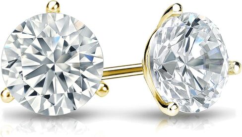 IGI Certified 1/4 to 5 Carat Lab Grown Diamond Round Stud Earrings for Women in 14k Gold or Platinum (E-F Color, SI1-SI2 Clarity, cttw) 3-Prong Martini Set Round Cut Screw Back Studs by Diamond Wish in Kuwait