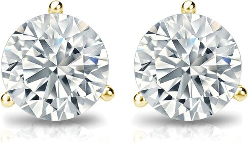 IGI Certified 1/4 to 5 Carat Lab Grown Diamond Round Stud Earrings for Women in 14k Gold or Platinum (E-F Color, SI1-SI2 Clarity, cttw) 3-Prong Martini Set Round Cut Screw Back Studs by Diamond Wish in Kuwait