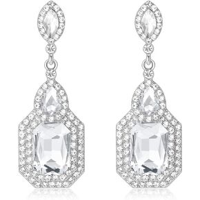 Vintage Rhinestone Statement Earrings Fancy Crystal Chandelier Dangle Drop Earring for Women Formal Wedding Bridal Prom Party