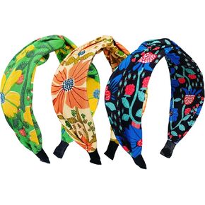 3 Pcs Fashion Headband Floral Printed Hairband Hair Accessories for Women