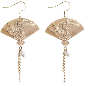 Asymmetric Fan Earrings, Sector Drop Earrings, Small Fan Dangle Earrings Cute Retro Ethnic Pretty Stud Earrings in Kuwait