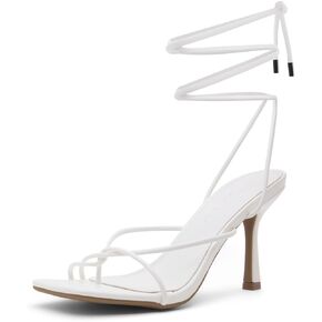 Shoe Land Womens SL-Dafne Lace up Heeled Sandals Tie Up Ankle Wrap Stiletto Heels Square Open Toe Strappy Straps Party Shoes
