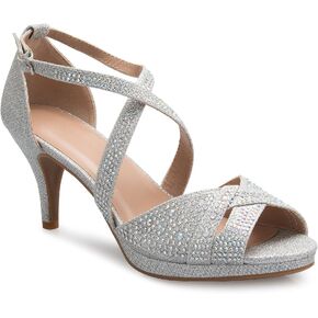 Olivia K Women's Sexy Strappy Glitter Rhinestone Open Toe Heel Sandals - Adjustable buckle